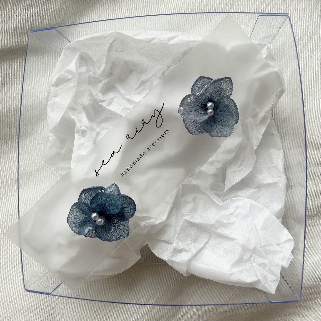 no.361 再販 ブルーグラデの紫陽花ピアス アジサイ 紫陽花 ブルー サージカルステンレス ピアス