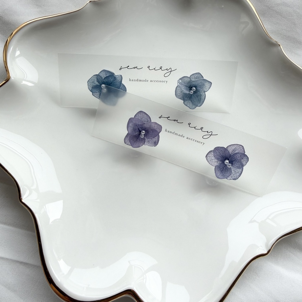 no.361 再販 ブルーグラデの紫陽花ピアス アジサイ 紫陽花 ブルー サージカルステンレス ピアス