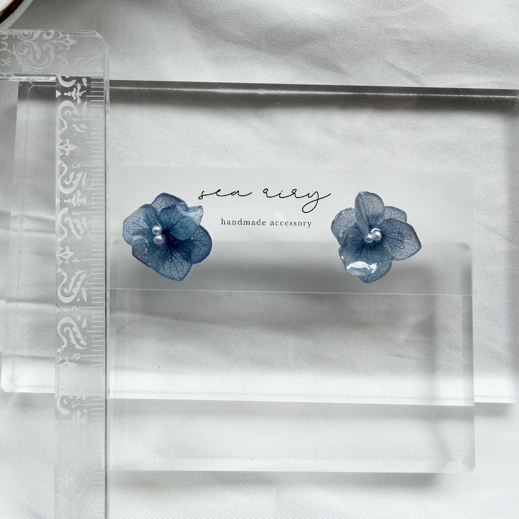 no.361 再販 ブルーグラデの紫陽花ピアス アジサイ 紫陽花 ブルー サージカルステンレス ピアス