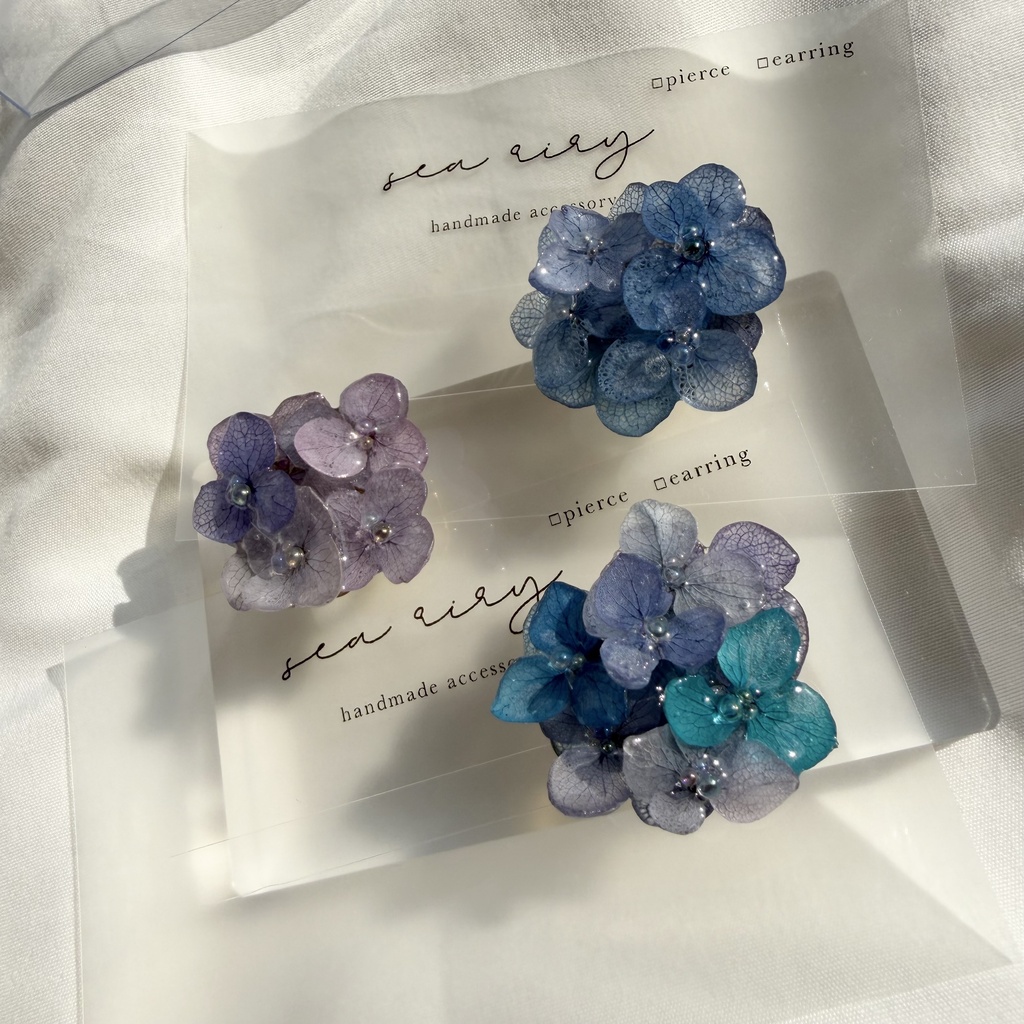 no.369 再販 ブルーグラデの紫陽花の帯留 本物のお花 紫陽花 アジサイ 帯留 和装小物 着物