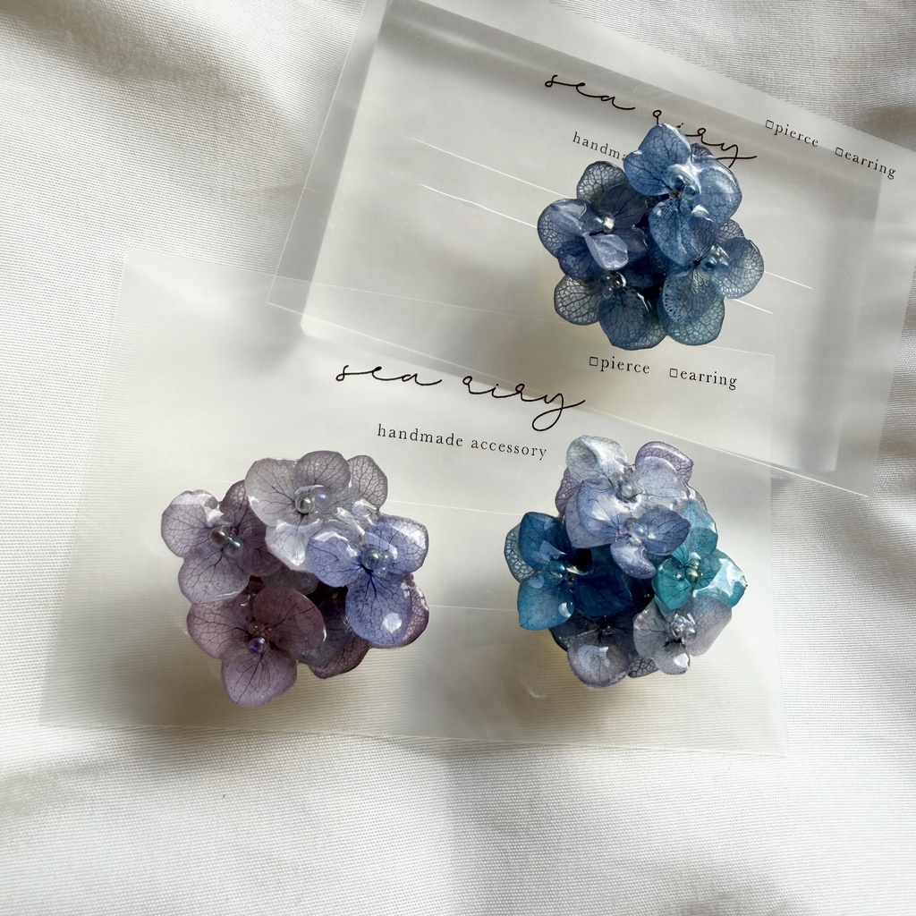 no.369 再販 ブルーグラデの紫陽花の帯留 本物のお花 紫陽花 アジサイ 帯留 和装小物 着物