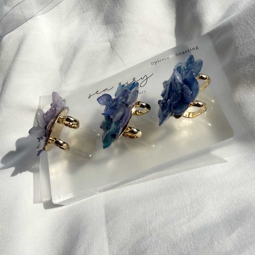 no.369 再販 ブルーグラデの紫陽花の帯留 本物のお花 紫陽花 アジサイ 帯留 和装小物 着物