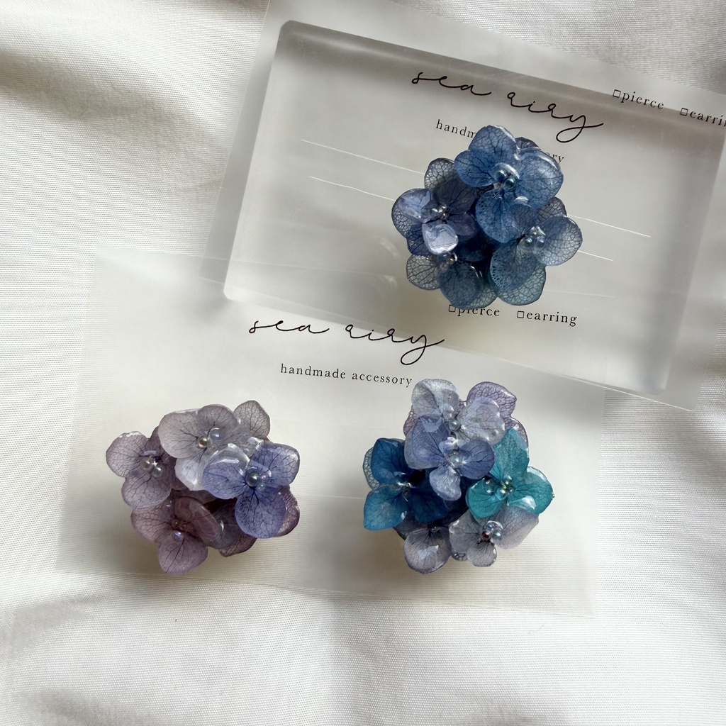 no.369 再販 ブルーグラデの紫陽花の帯留 本物のお花 紫陽花 アジサイ 帯留 和装小物 着物