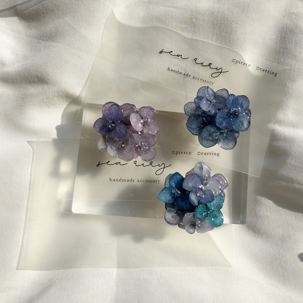 no.369 再販 ブルーグラデの紫陽花の帯留 本物のお花 紫陽花 アジサイ 帯留 和装小物 着物