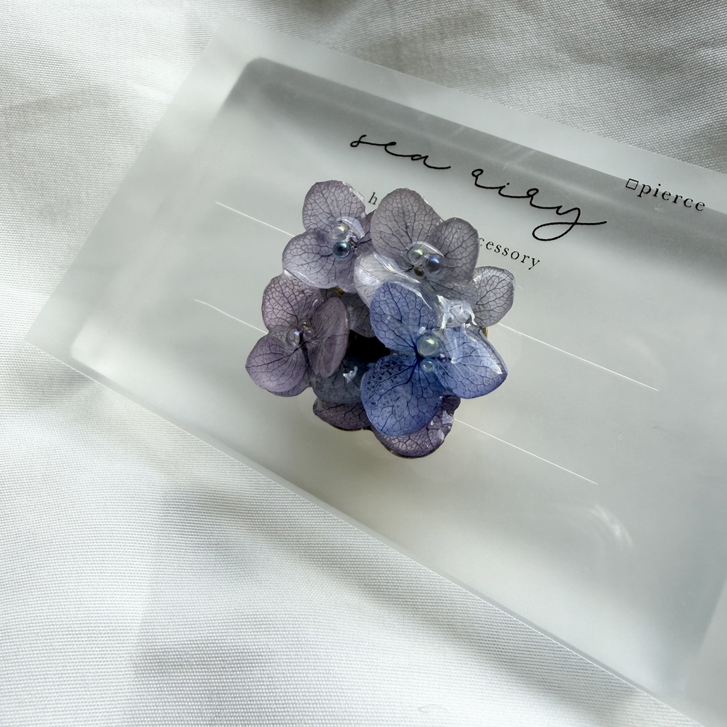 no.370 再販 パープルmixの紫陽花の帯留 本物のお花 紫陽花 アジサイ 帯留 和装小物 着物