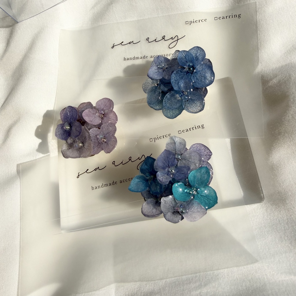 no.371 再販 ブルーmixの紫陽花の帯留 本物のお花 紫陽花 アジサイ 帯留 和装小物 着物