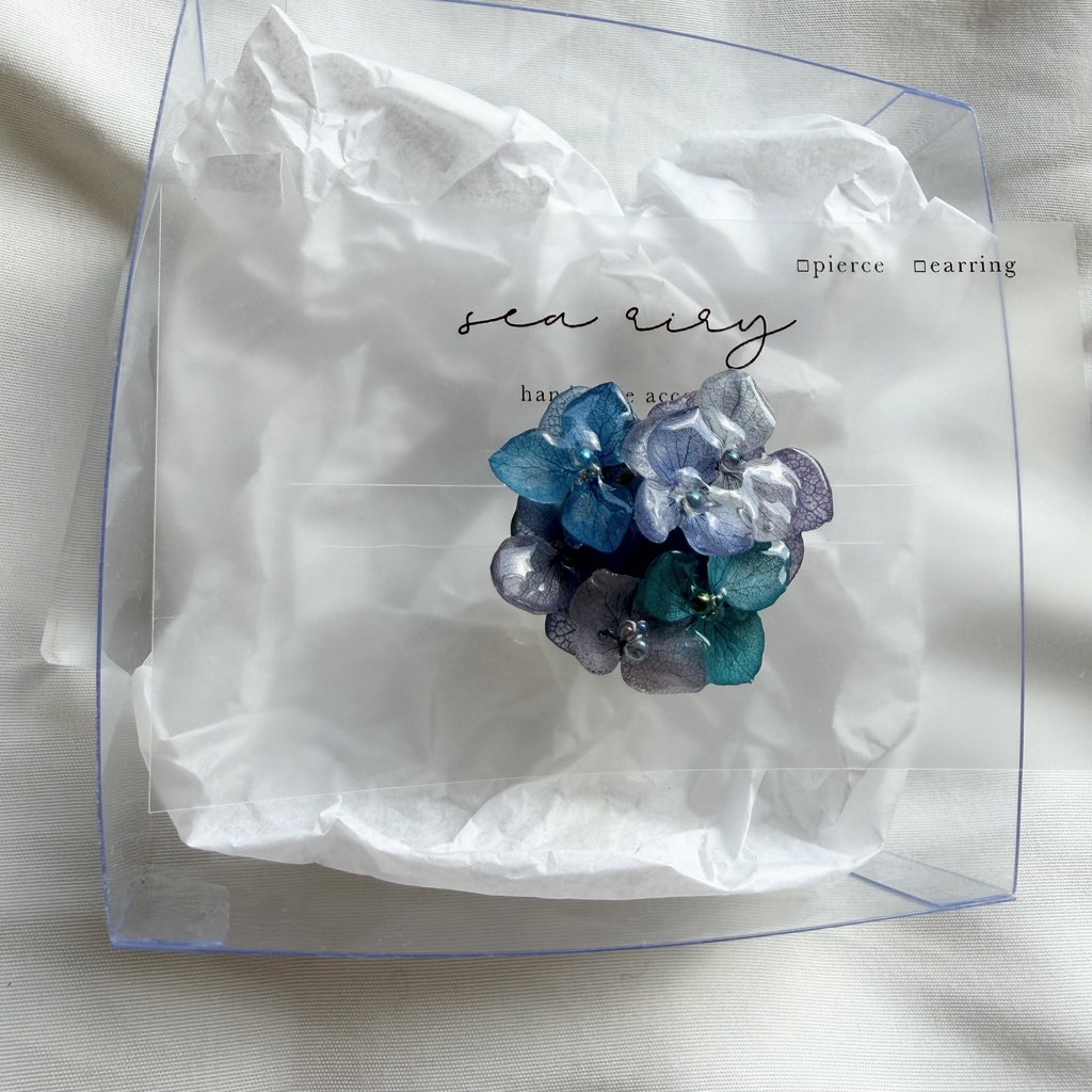 no.371 再販 ブルーmixの紫陽花の帯留 本物のお花 紫陽花 アジサイ 帯留 和装小物 着物
