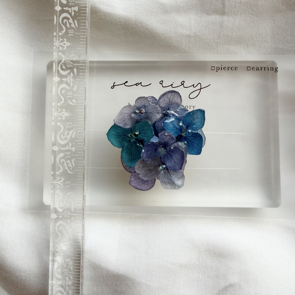 no.371 再販 ブルーmixの紫陽花の帯留 本物のお花 紫陽花 アジサイ 帯留 和装小物 着物