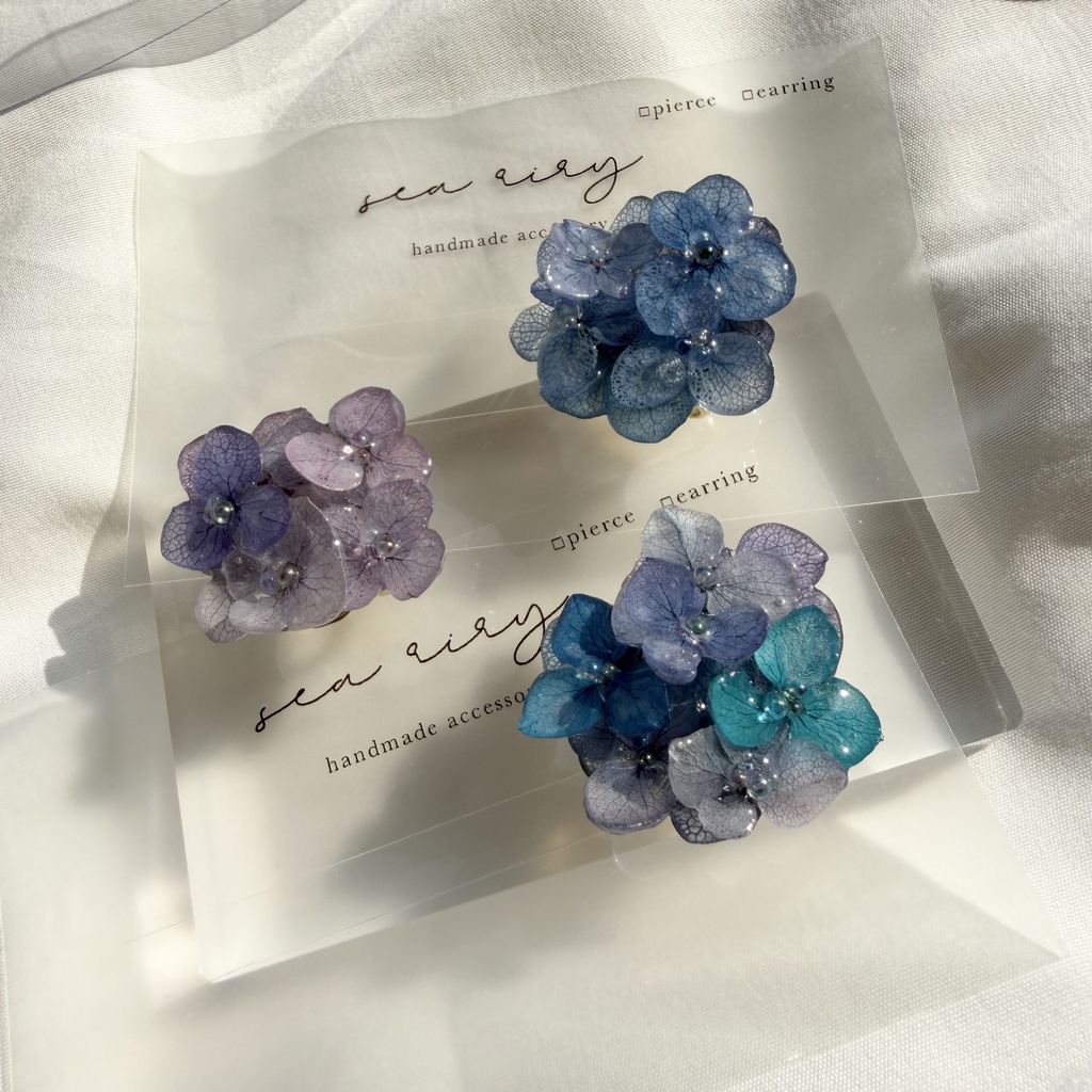 no.371 再販 ブルーmixの紫陽花の帯留 本物のお花 紫陽花 アジサイ 帯留 和装小物 着物