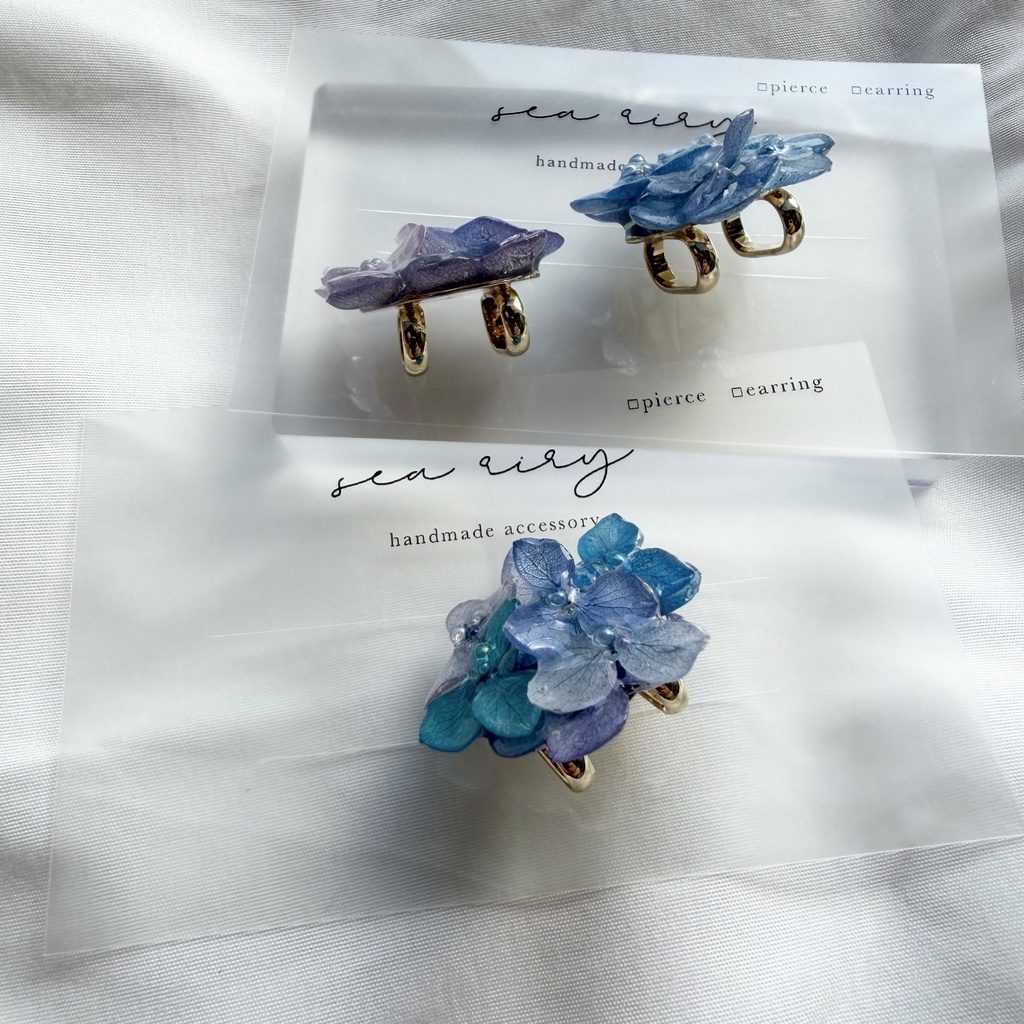no.371 再販 ブルーmixの紫陽花の帯留 本物のお花 紫陽花 アジサイ 帯留 和装小物 着物