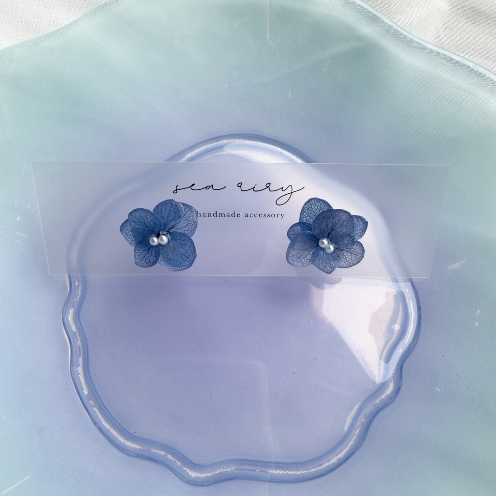 no.373 再販 ブルーグラデの紫陽花ピアス アジサイ 紫陽花 ブルー サージカルステンレス ピアス