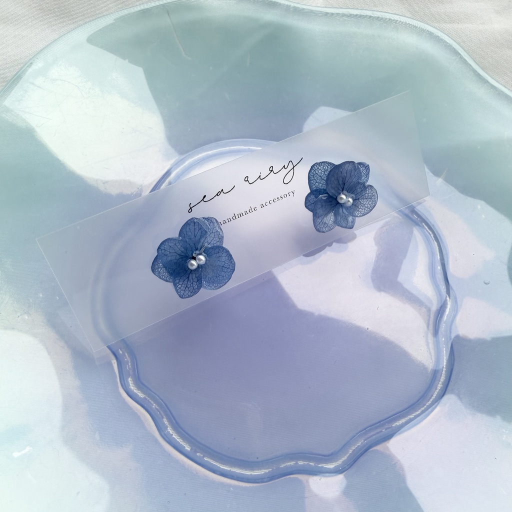 no.373 再販 ブルーグラデの紫陽花ピアス アジサイ 紫陽花 ブルー サージカルステンレス ピアス