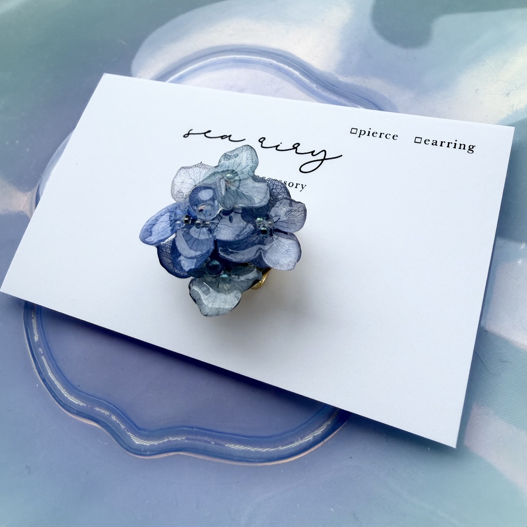 no.380 再販 ブルーmixの紫陽花の帯留 本物のお花 紫陽花 アジサイ 帯留 和装小物 着物
