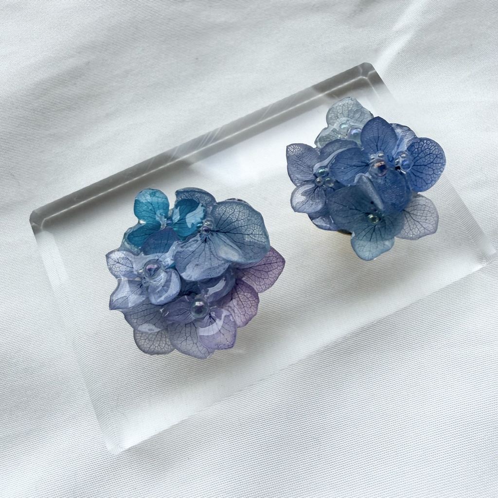 no.381 再販 パープルmixの紫陽花の帯留 本物のお花 紫陽花 アジサイ 帯留 和装小物 着物