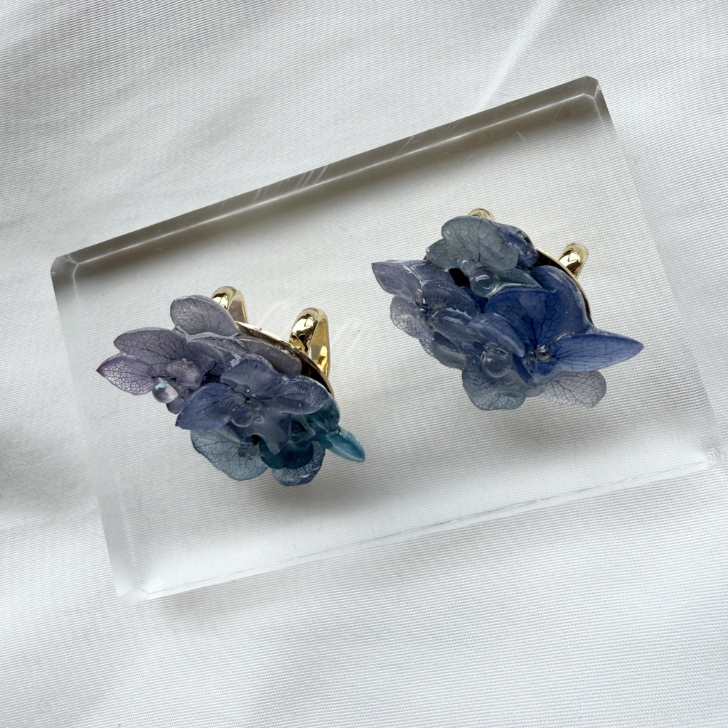 no.381 再販 パープルmixの紫陽花の帯留 本物のお花 紫陽花 アジサイ 帯留 和装小物 着物