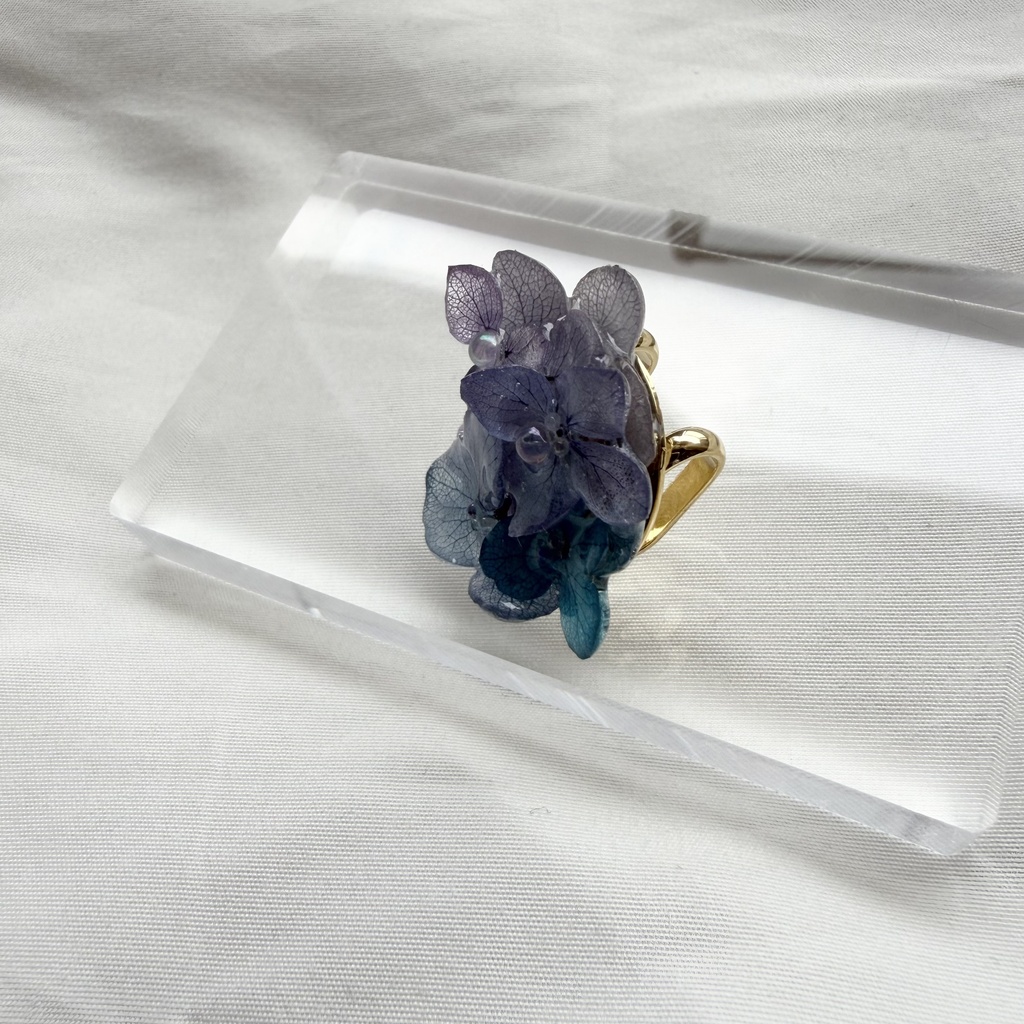 no.381 再販 パープルmixの紫陽花の帯留 本物のお花 紫陽花 アジサイ 帯留 和装小物 着物