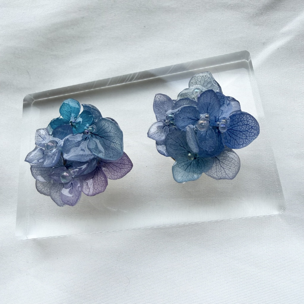 no.381 再販 パープルmixの紫陽花の帯留 本物のお花 紫陽花 アジサイ 帯留 和装小物 着物
