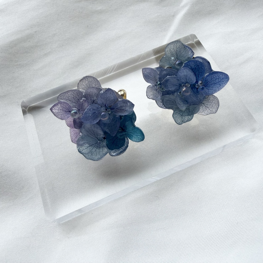 no.381 再販 パープルmixの紫陽花の帯留 本物のお花 紫陽花 アジサイ 帯留 和装小物 着物