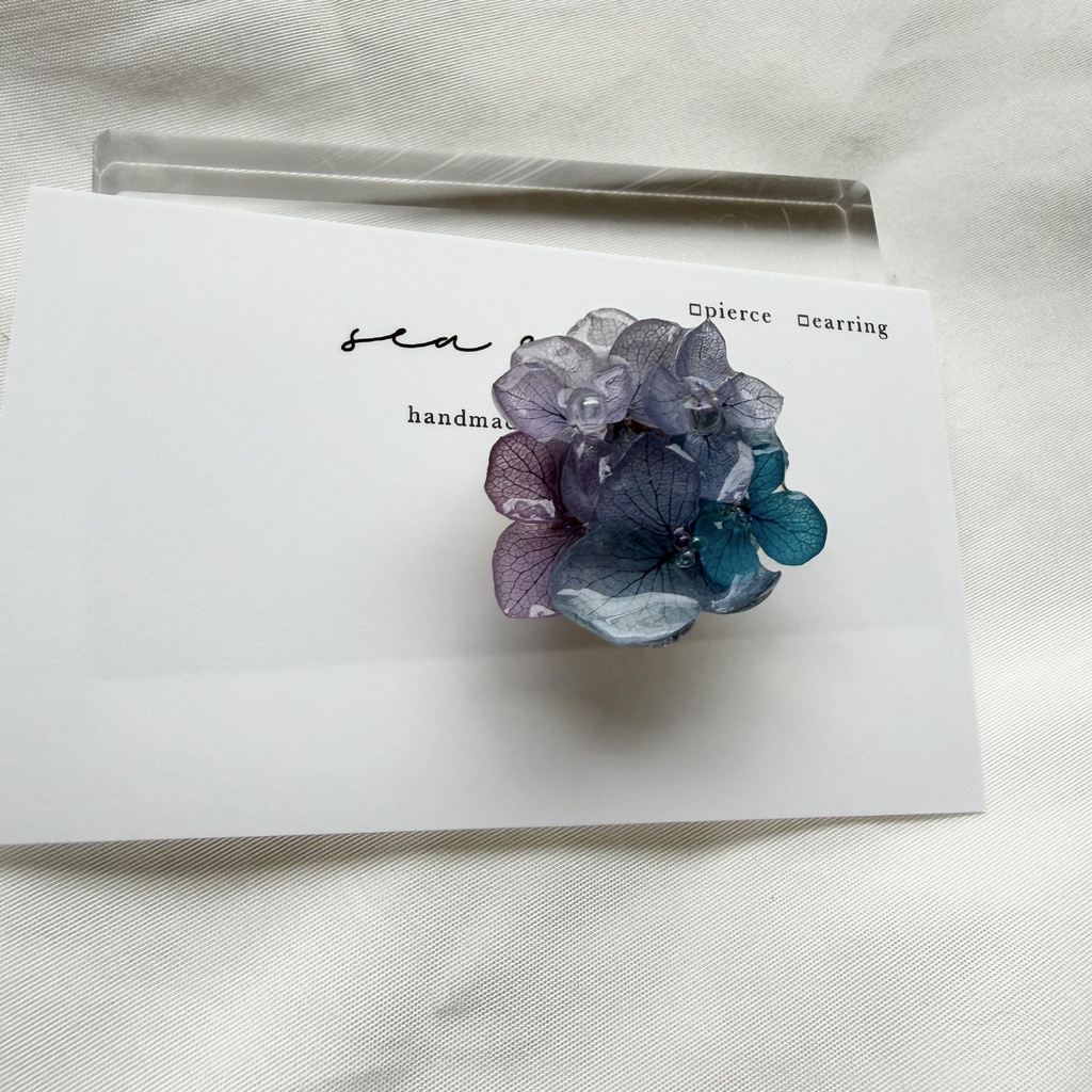 no.381 再販 パープルmixの紫陽花の帯留 本物のお花 紫陽花 アジサイ 帯留 和装小物 着物