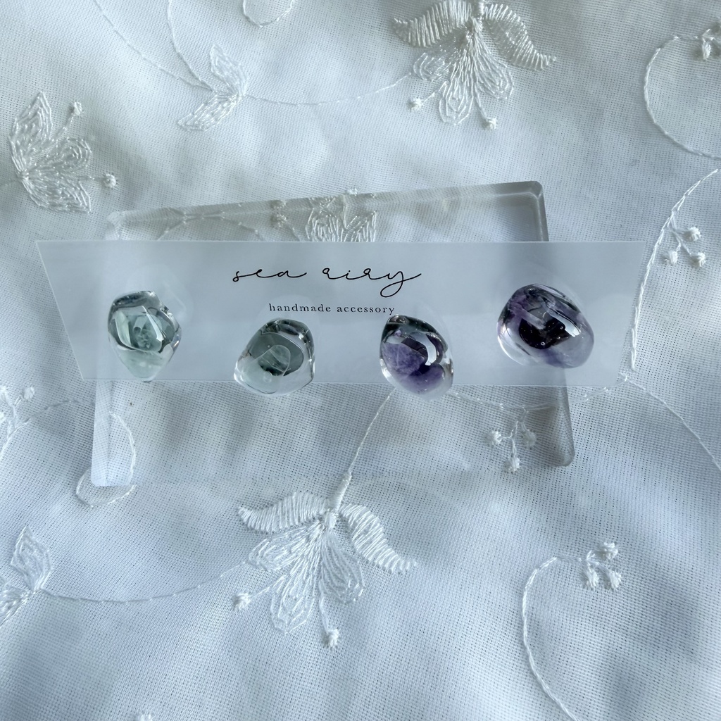 no.383 限定セット 天然石の鉱石ピアス レインボーフローライト 天然石 ステンレス ピアス ハンドメイド