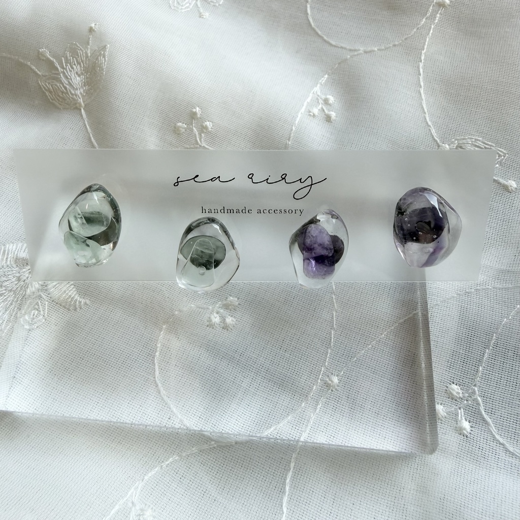 no.383 限定セット 天然石の鉱石ピアス レインボーフローライト 天然石 ステンレス ピアス ハンドメイド