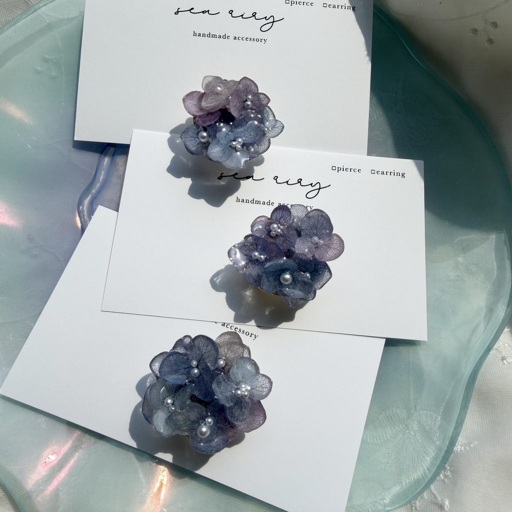 no.388 再販 ブルーmixの紫陽花の帯留 本物のお花 紫陽花 アジサイ 帯留 和装小物 着物