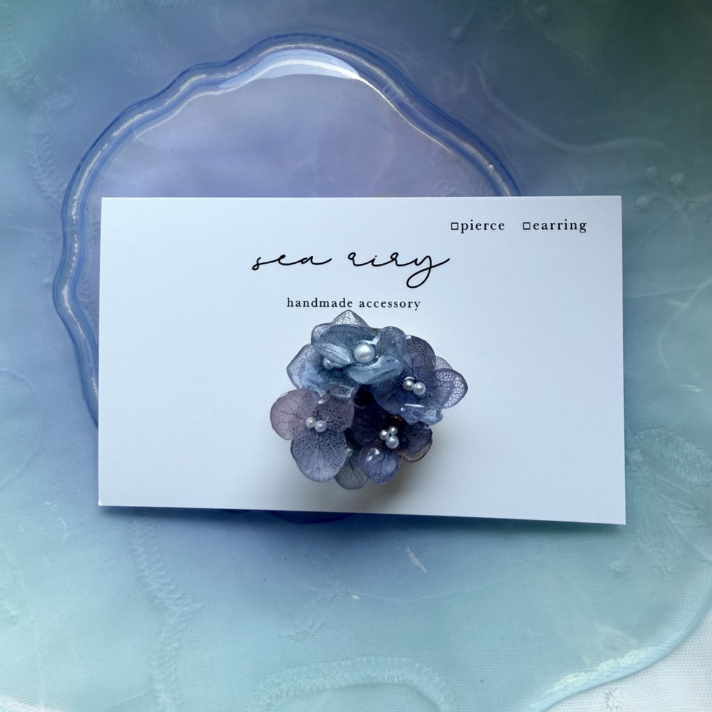 no.388 再販 ブルーmixの紫陽花の帯留 本物のお花 紫陽花 アジサイ 帯留 和装小物 着物