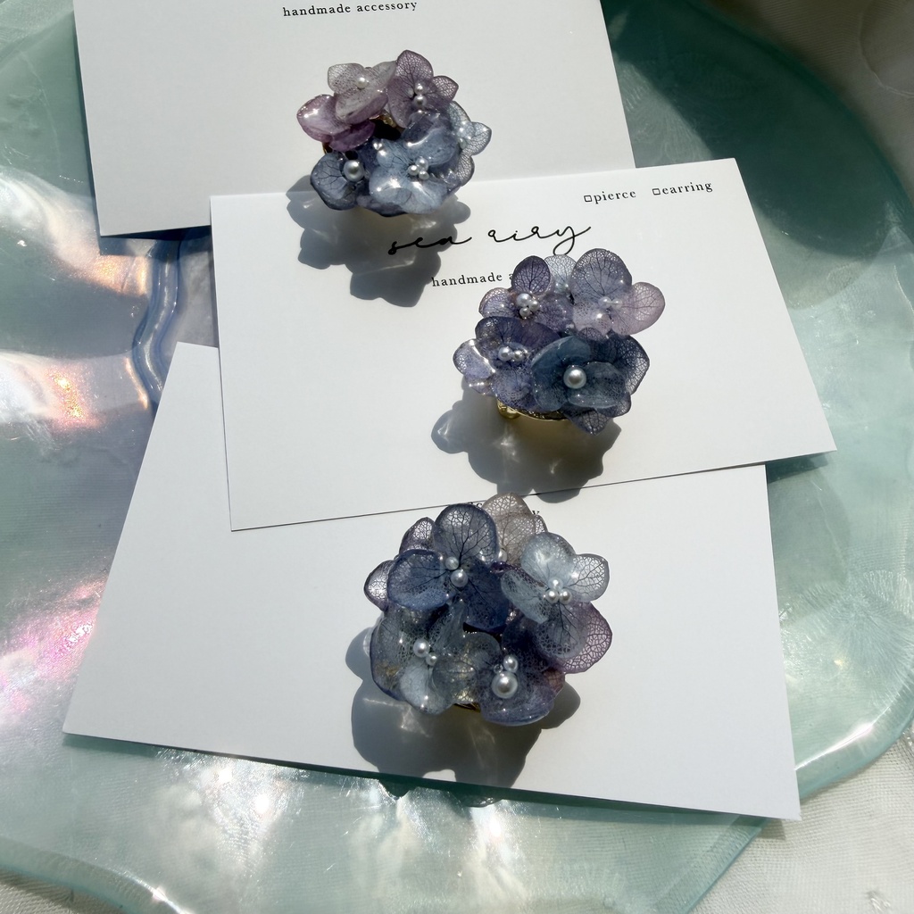 no.388 再販 ブルーmixの紫陽花の帯留 本物のお花 紫陽花 アジサイ 帯留 和装小物 着物