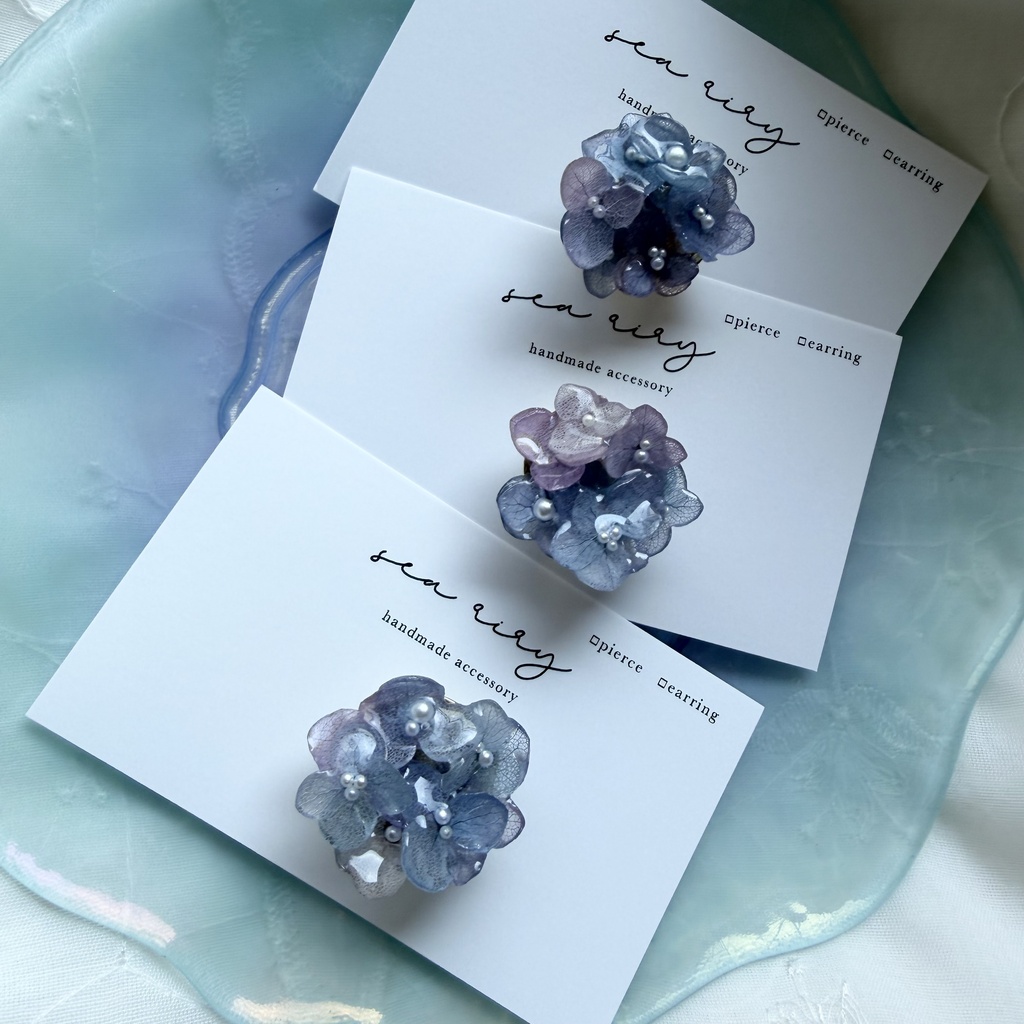 no.388 再販 ブルーmixの紫陽花の帯留 本物のお花 紫陽花 アジサイ 帯留 和装小物 着物