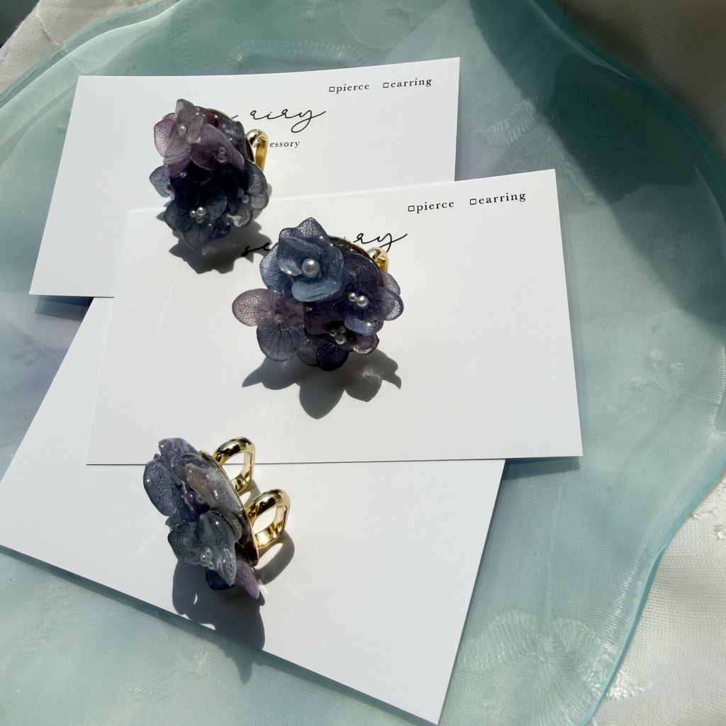 no.388 再販 ブルーmixの紫陽花の帯留 本物のお花 紫陽花 アジサイ 帯留 和装小物 着物