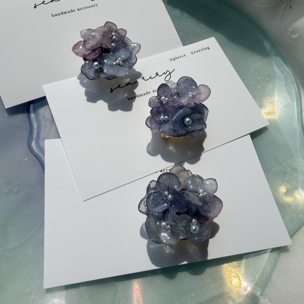 no.389 再販 パープルmixの紫陽花の帯留 本物のお花 紫陽花 アジサイ 帯留 和装小物 着物