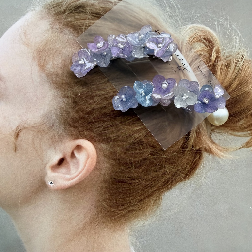 no.391 限定セット マーメイドの紫陽花ヘアクリップ 本物のお花 アジサイ ヘアクリップ 髪飾り 浴衣 着物