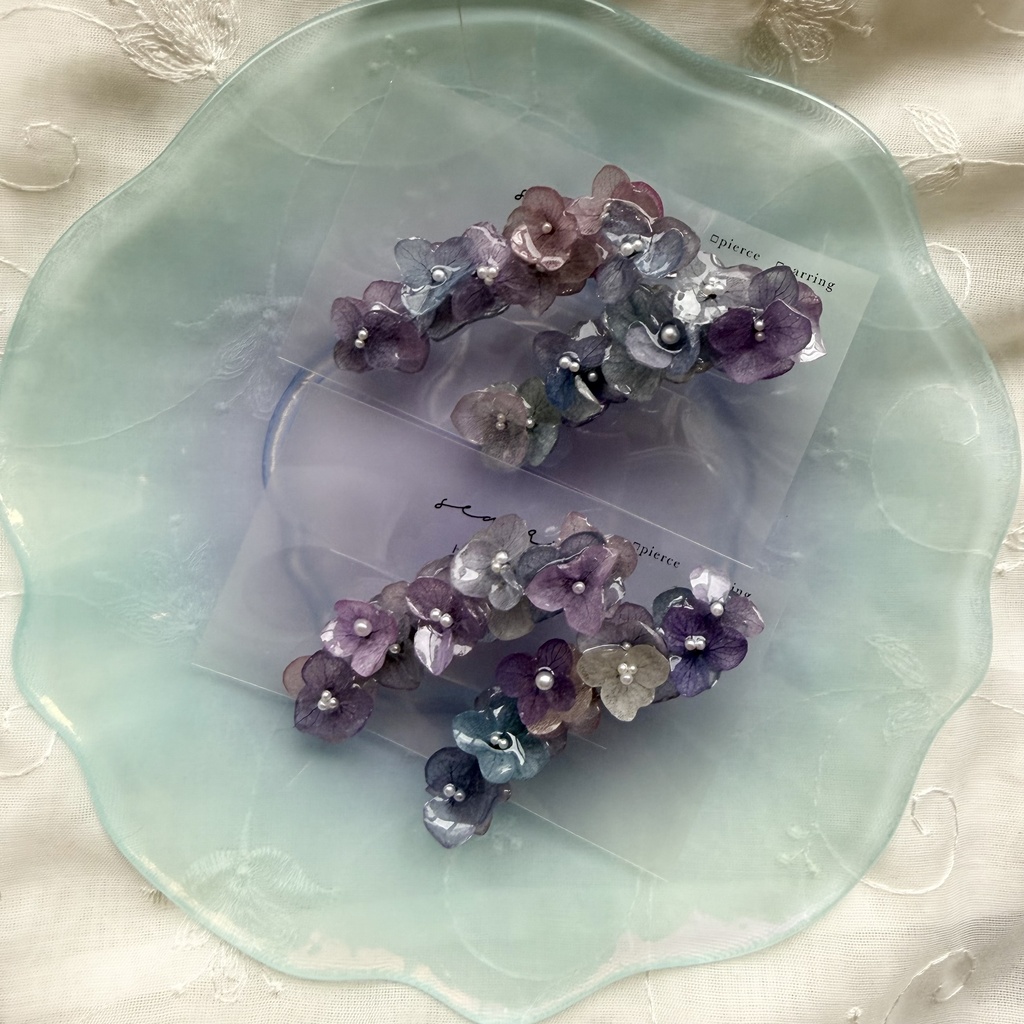 no.392 限定セット マーメイドの紫陽花ヘアクリップ 本物のお花 アジサイ ヘアクリップ 髪飾り 浴衣 着物