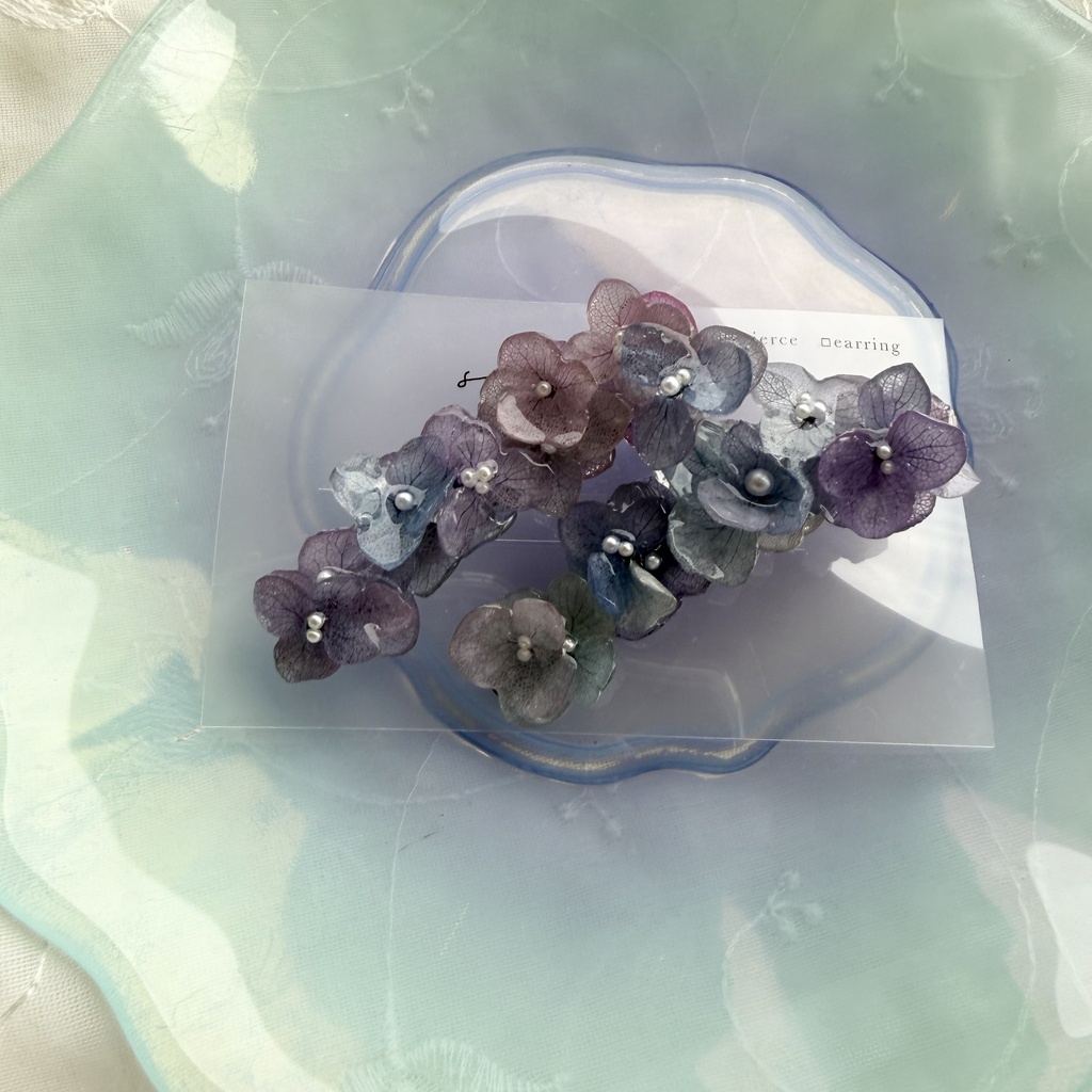 no.392 限定セット マーメイドの紫陽花ヘアクリップ 本物のお花 アジサイ ヘアクリップ 髪飾り 浴衣 着物