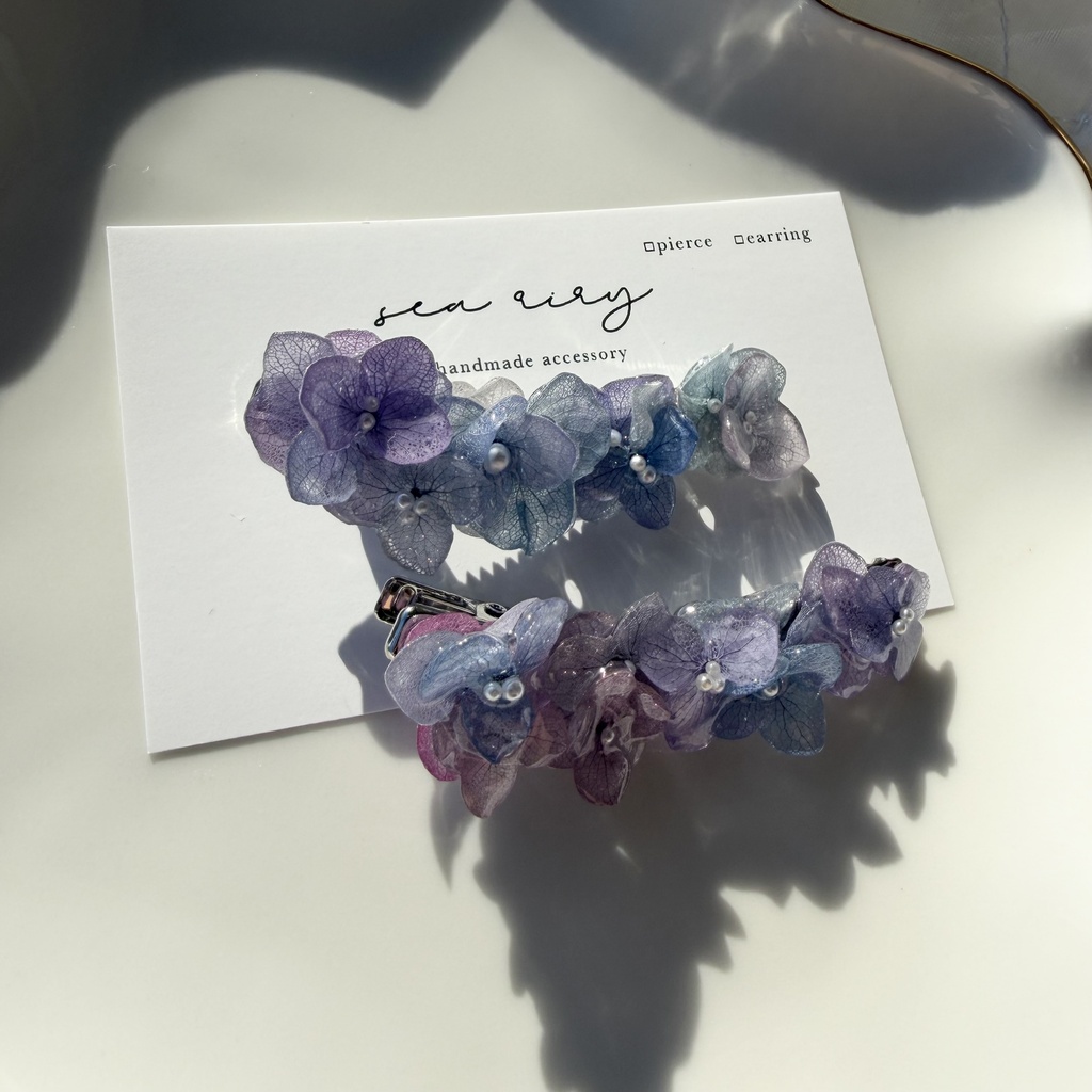 no.392 限定セット マーメイドの紫陽花ヘアクリップ 本物のお花 アジサイ ヘアクリップ 髪飾り 浴衣 着物