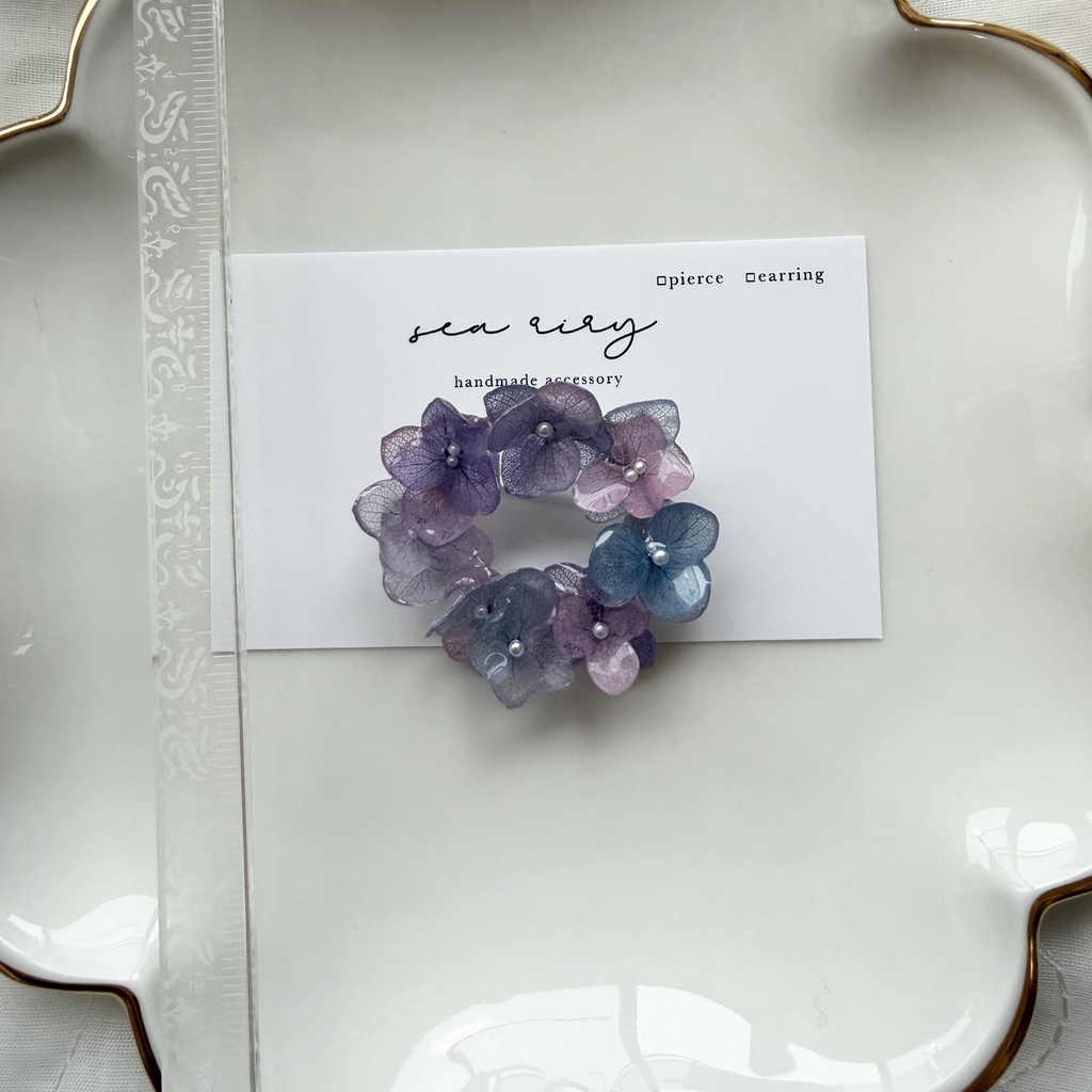 no.393 再販 マーメイドカラーの紫陽花ブローチ 本物のお花 紫陽花 帯留金具付き 帯留 着物 ブローチ