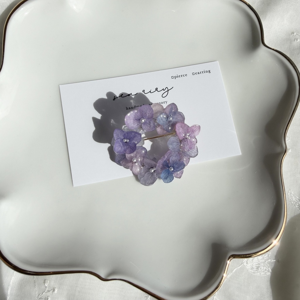 no.394 再販 マーメイドカラーの紫陽花ブローチ 本物のお花 紫陽花 帯留金具付き 帯留 着物 ブローチ