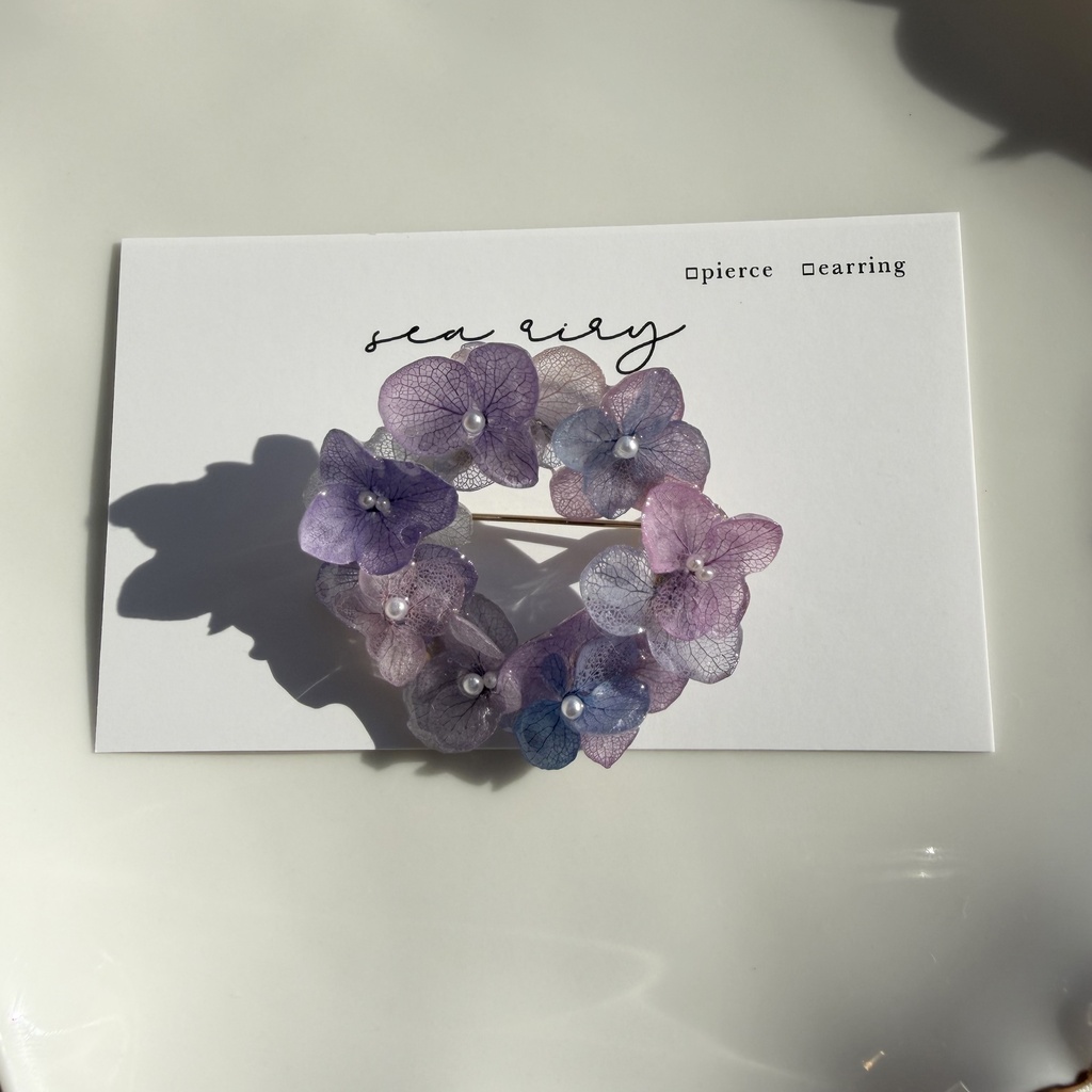 no.394 再販 マーメイドカラーの紫陽花ブローチ 本物のお花 紫陽花 帯留金具付き 帯留 着物 ブローチ