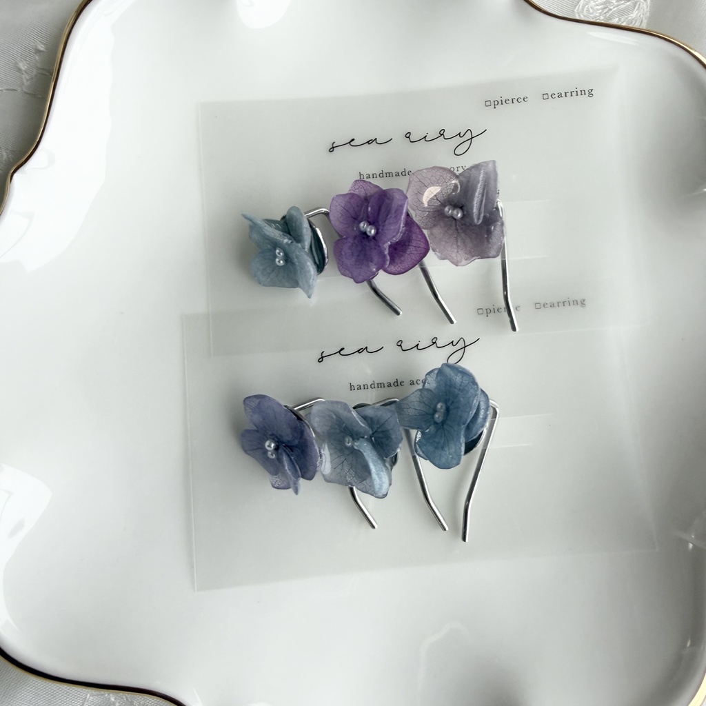no.398 限定セット マーメイドカラーの紫陽花ポニーフック 本物のお花 アジサイ 紫陽花 ヘアアクセサリー 髪飾り