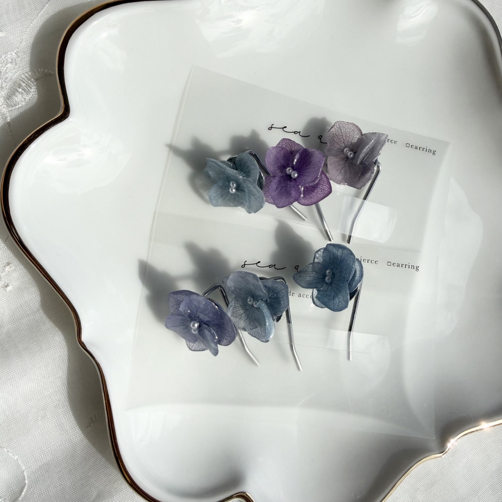 no.398 限定セット マーメイドカラーの紫陽花ポニーフック 本物のお花 アジサイ 紫陽花 ヘアアクセサリー 髪飾り