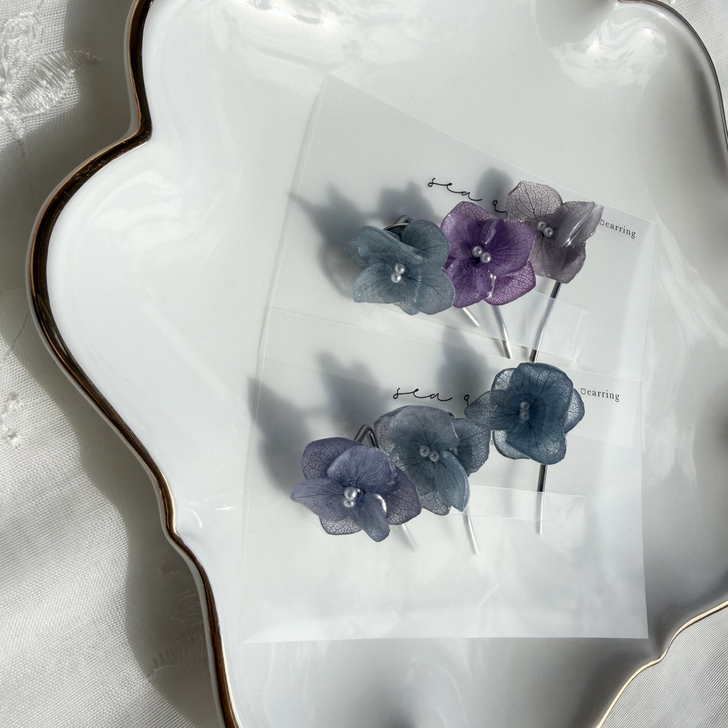 no.398 限定セット マーメイドカラーの紫陽花ポニーフック 本物のお花 アジサイ 紫陽花 ヘアアクセサリー 髪飾り