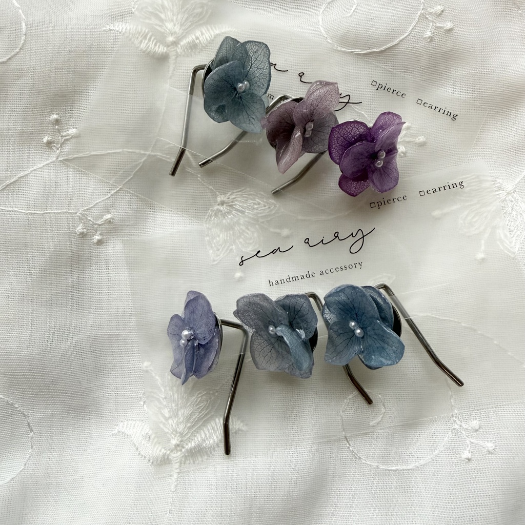 no.398 限定セット マーメイドカラーの紫陽花ポニーフック 本物のお花 アジサイ 紫陽花 ヘアアクセサリー 髪飾り