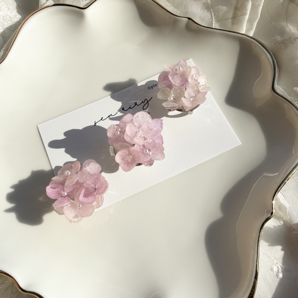 no.399 再販 パステルライラックmixの紫陽花の帯留 あじさい アジサイ 和装小物 着物 ハンドメイド 帯留