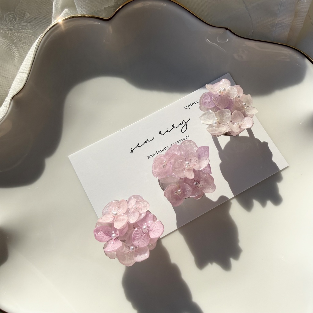 no.399 再販 パステルライラックmixの紫陽花の帯留 あじさい アジサイ 和装小物 着物 ハンドメイド 帯留