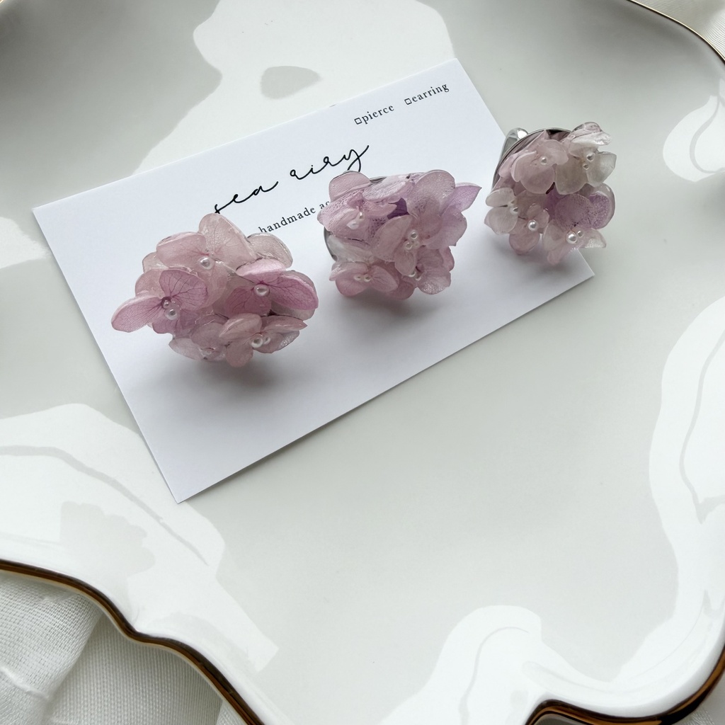 no.399 再販 パステルライラックmixの紫陽花の帯留 あじさい アジサイ 和装小物 着物 ハンドメイド 帯留