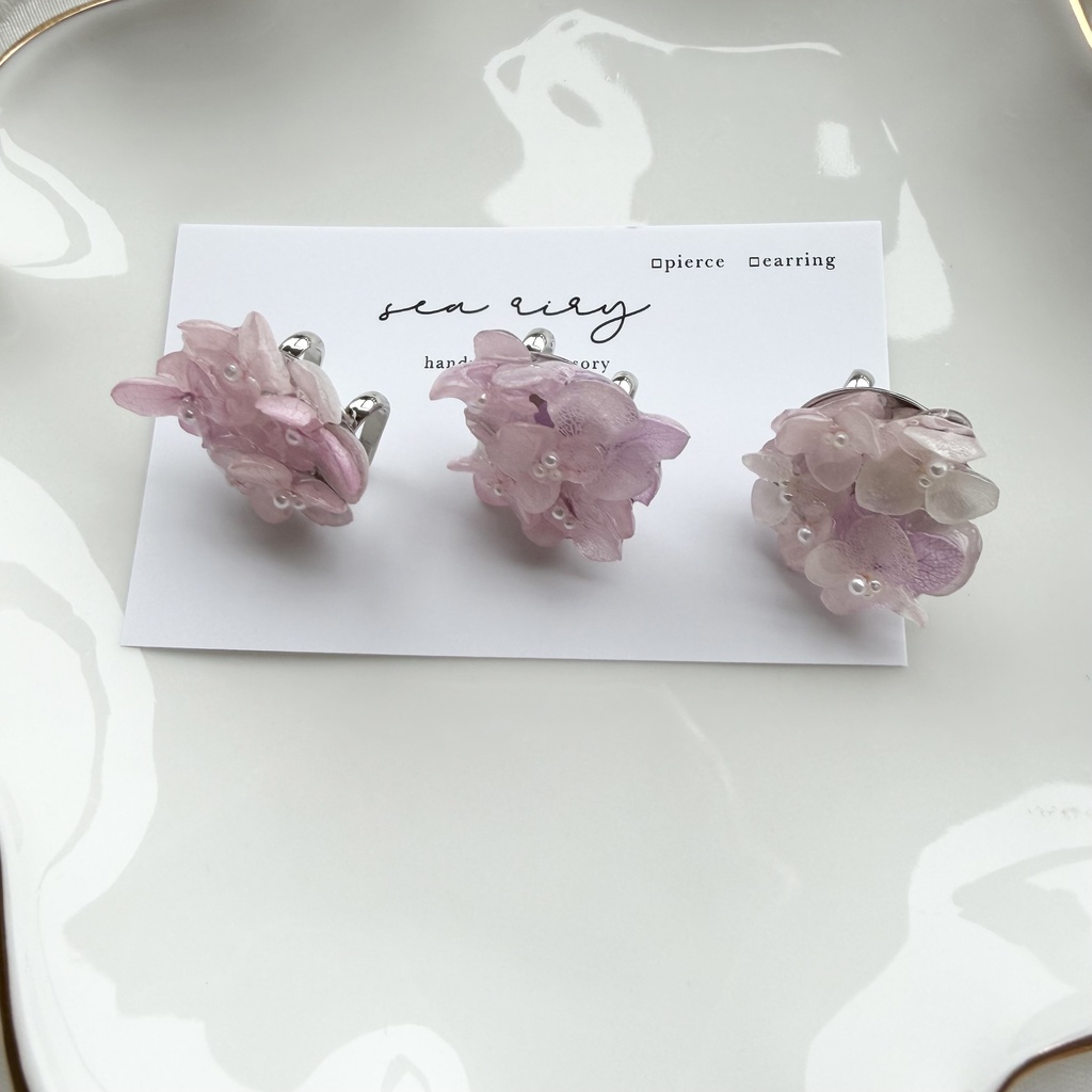 no.400 再販 パステルライラックmixの紫陽花の帯留 あじさい アジサイ 和装小物 着物 ハンドメイド 帯留