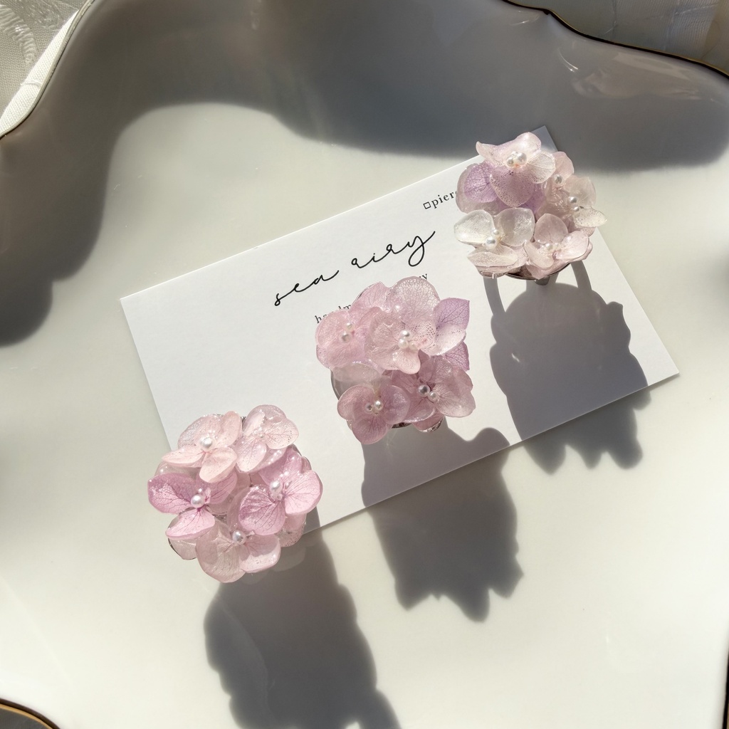 no.400 再販 パステルライラックmixの紫陽花の帯留 あじさい アジサイ 和装小物 着物 ハンドメイド 帯留