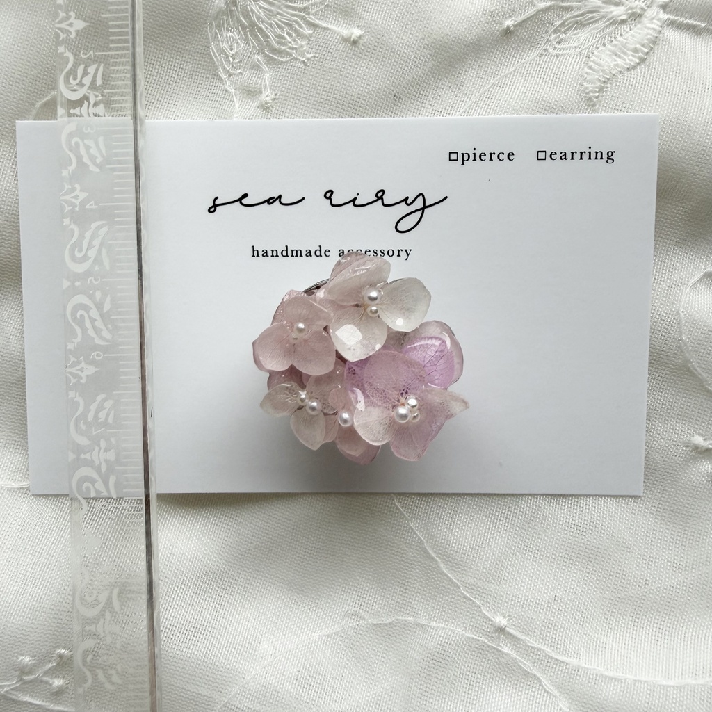 no.401 再販 パステルライラックmixの紫陽花の帯留 あじさい アジサイ 和装小物 着物 ハンドメイド 帯留