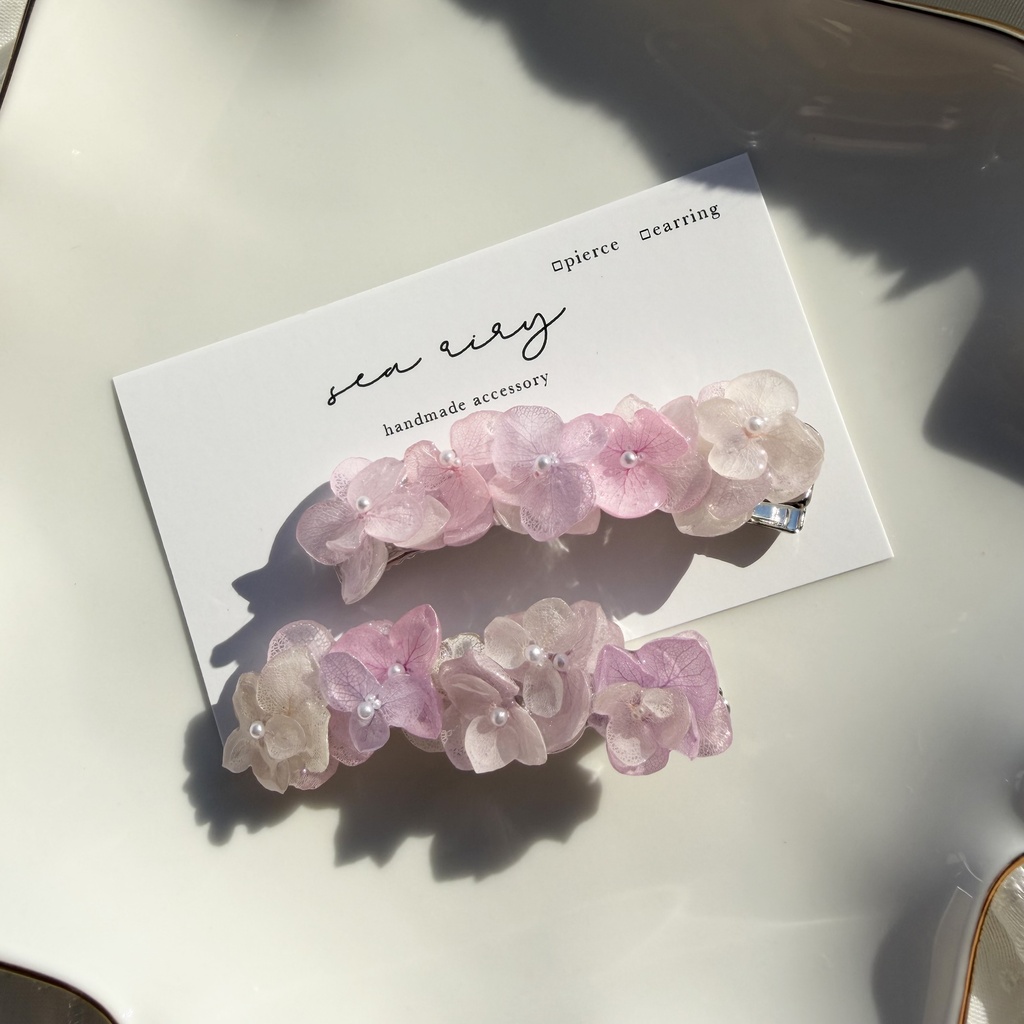 no.402 限定セット パステルライラックmixの紫陽花ヘアクリップ 本物のお花 アジサイ ヘアクリップ 髪飾り