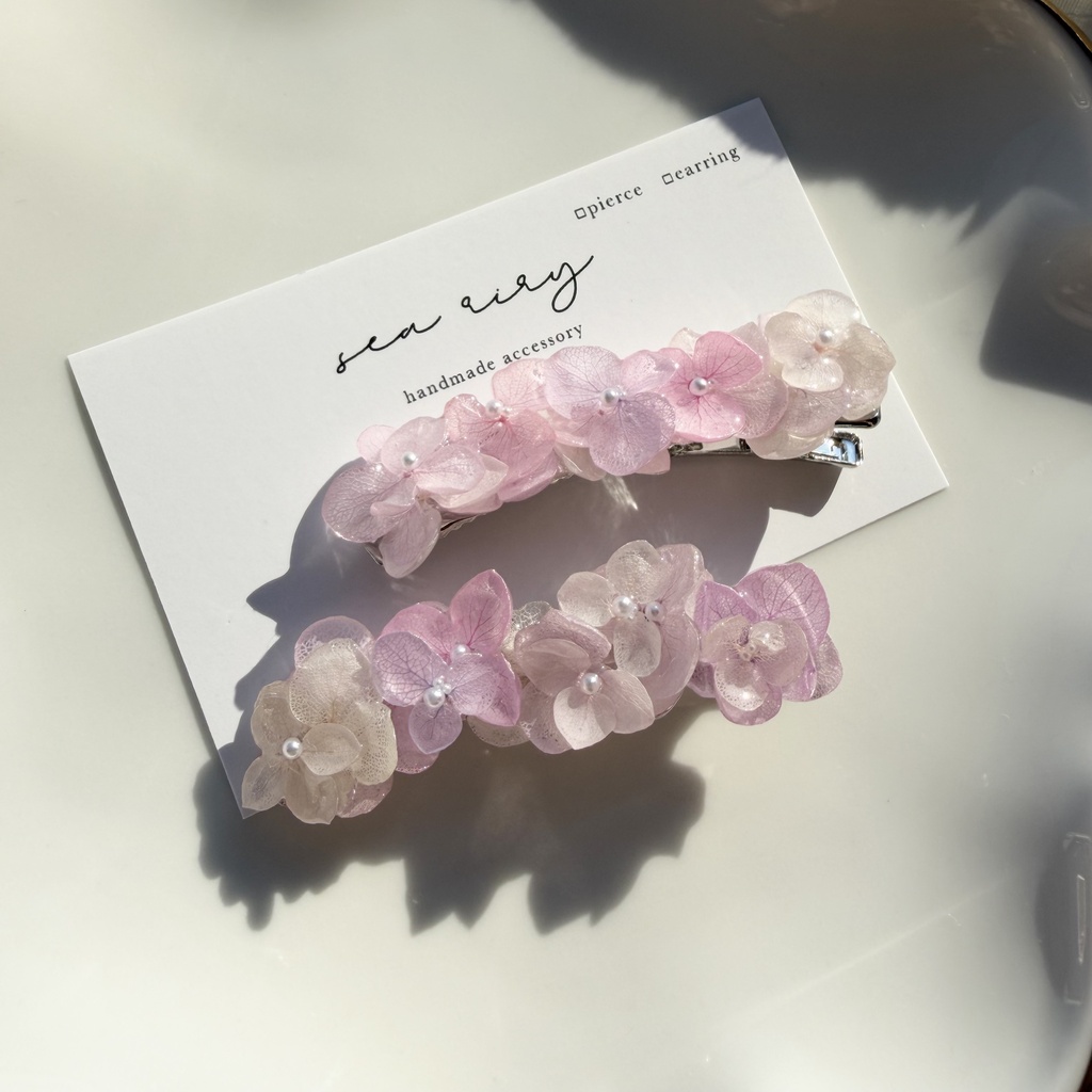 no.402  限定セット  パステルライラックmixの紫陽花ヘアクリップ  本物のお花  アジサイ  ヘアクリップ  髪飾り 